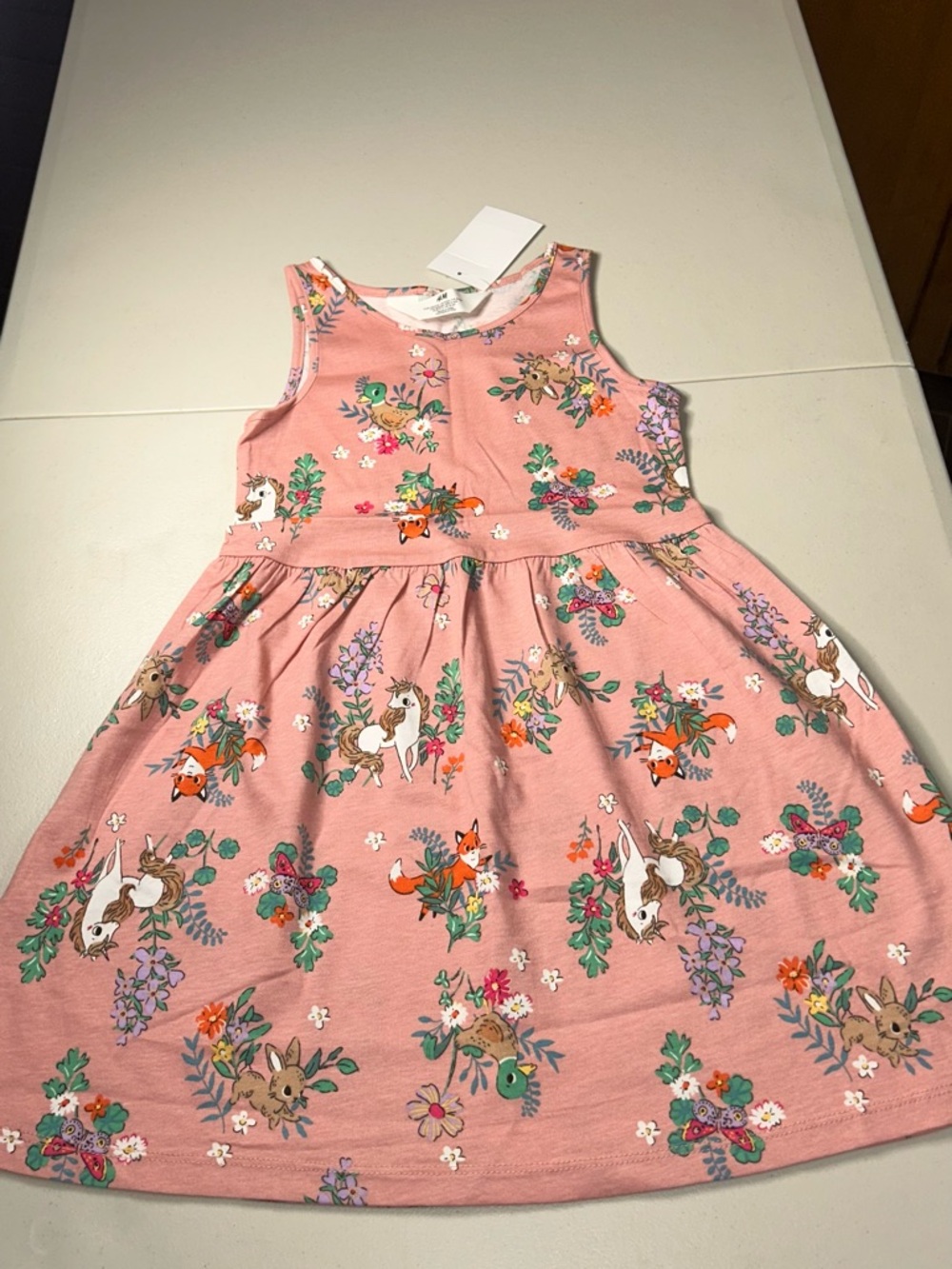 H&M Pink Floral & Animal Print Sleeveless Dress